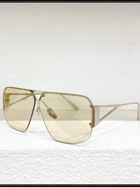 Bottega Veneta Light Yellow Shield Sunglasses